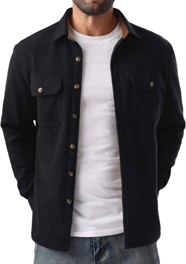 QIXING Herren Fleece Cordhemd Langarm Button Down Freizeithemd Regular Fit Hemdjacke Herbst Winter Mantel mit Klappentaschen (Schwarz, XL)35,99€ ➡️ https://www.amazon.de/dp/B0FMNSNJGZ/?tag=preisfehlerheute-21