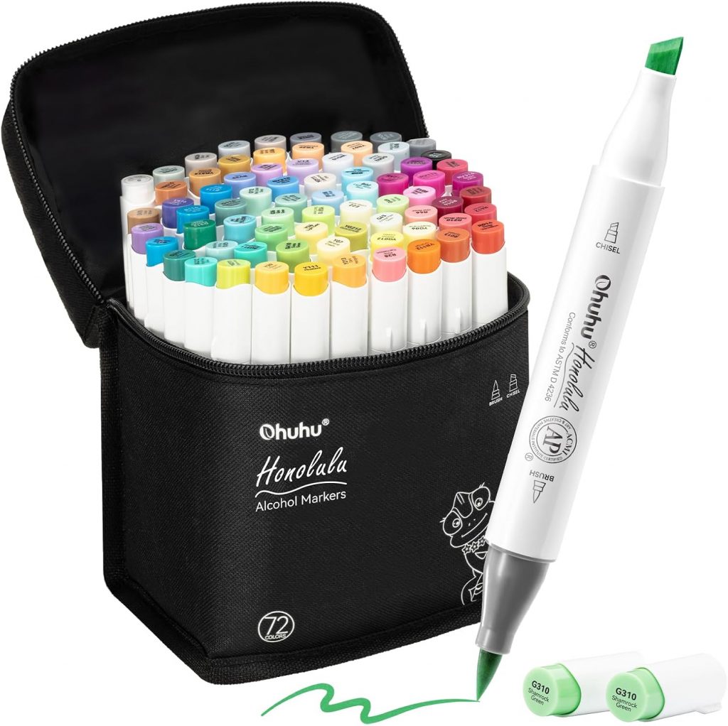 Ohuhu Alkohol Marker mit Pinselspitze: 72 Farben Doppelspitziges Künstlermarker-Set für Erwachsene zum Illustrieren und Kolorieren – Honolulu – Pinsel & Breitspitze – Nachfüllbar54,39€ statt 63,99€➡️ https://www.amazon.de/dp/B07TD84LTW/?tag=preisfehlerheute-21
