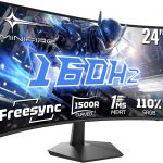 Minifire Gaming Curved Monitor 24 Zoll, 160Hz, Curved Gaming Monitor 1500R, 1Ms, sRGB11, FHD 1080P Computer Screen, VESA Compatible, Eye Care Adaptive Sync HDMI&DP Ports (MFG24C1L )