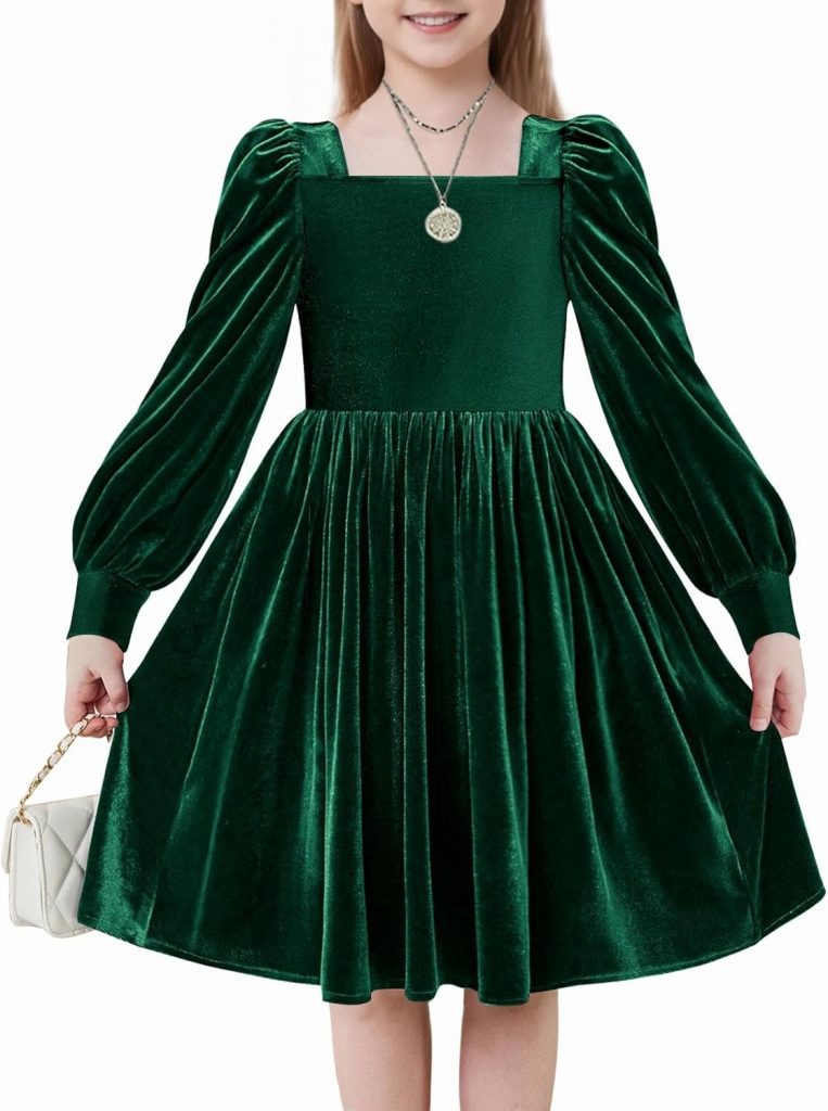 Arshiner Mädchen Samtkleid Winter Elegant Festliches Kleider mit Quadratischer Kragen Laternenärmel Freizeit Langarm Kleid für Kinder 13-14 Jahre Grün8,39€ statt 25,99€➡️ https://www.amazon.de/dp/B0FHHKF3HS/?tag=preisfehlerheute-21