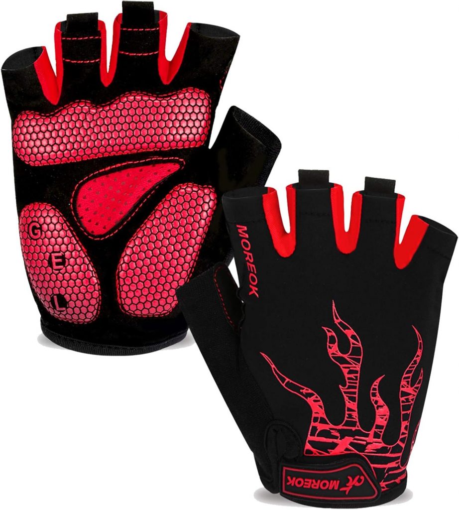 BIKINGMOREOK Fahrradhandschuhe Radhandschuhe Herren Damen Halbfinger Atmungsaktiv Radsporthandschuhe,5MM SBR Gel…