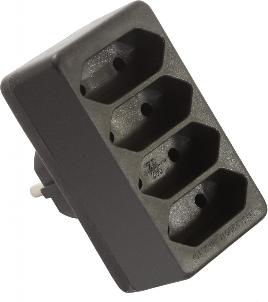 as – Schwabe 4-Fach Eurostecker Schwarz 230V 16A – Schuko-/Euroadapter – Mehrfachsteckdose Kompakt und Sicher…