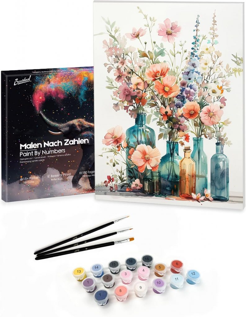 Bougimal Malen Nach Zahlen Erwachsene Landschaft Mit Rahmen inklusive Pinsel und Acrylfarben - 28 x 35 cm, Bunte Blumen 316,14€ statt 20,99€➡️ https://www.amazon.de/dp/B0D2Z3CL78/?tag=preisfehlerheute-21