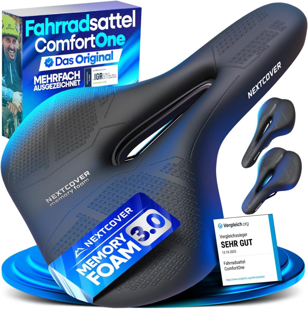 NEXTCOVER® Fahrradsattel – Das Original – mit Memory-Foam 3.0 I maximaler Fahrkomfort I ergonomischer Fahrrad Sattel…