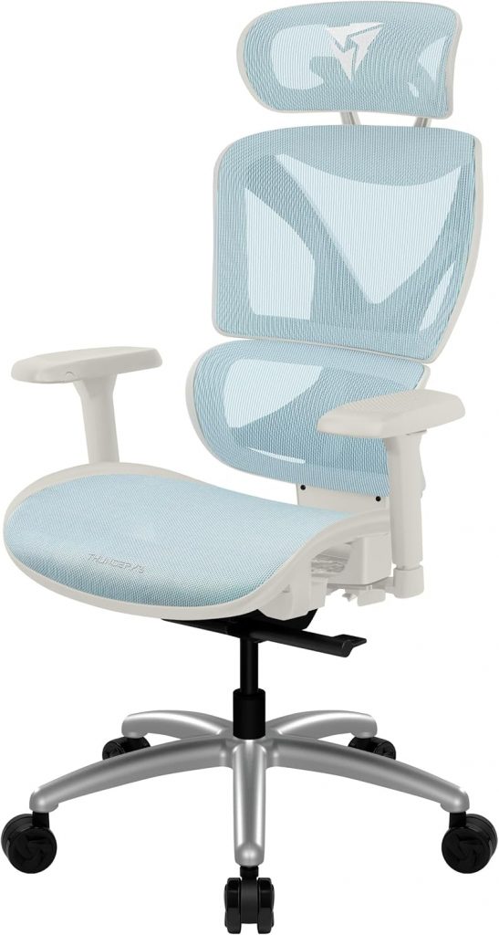 ThunderX3 XTC Mesh Weiß/Blau Ergonomischer Bürostuhl – Verstellbarer Schreibtischstuhl mit hoher Rückenlehne…