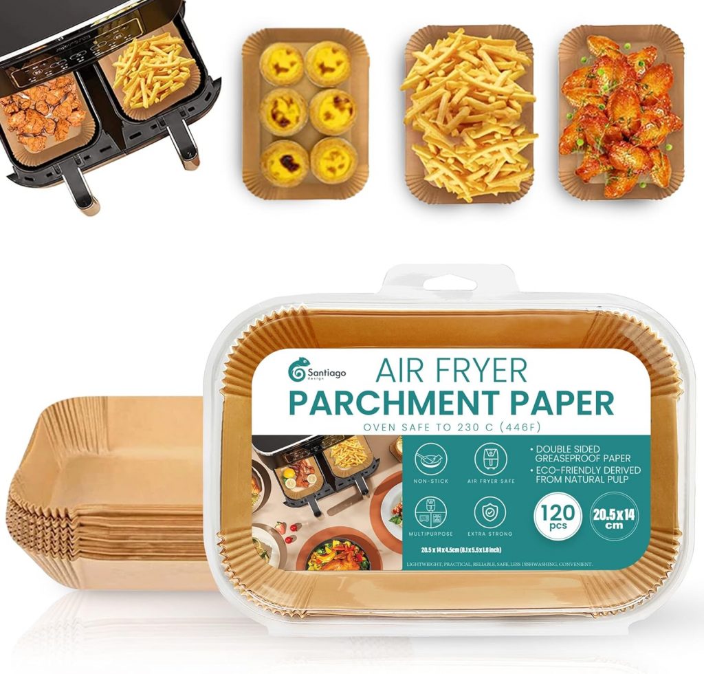 Santiago Design | 120 Stück Backpapier für Heißluftfritteuse mit Doppelkammer | 20,5x14cm Rechteckig | Airfryer Papier Liners kompatibel mit Ninja Dual/Double Stack, und Anderen Dual Zone Air Fryer1.99€ ➡️ https://www.amazon.de/dp/B0DLP96T63/?tag=preisfehlerheute-21