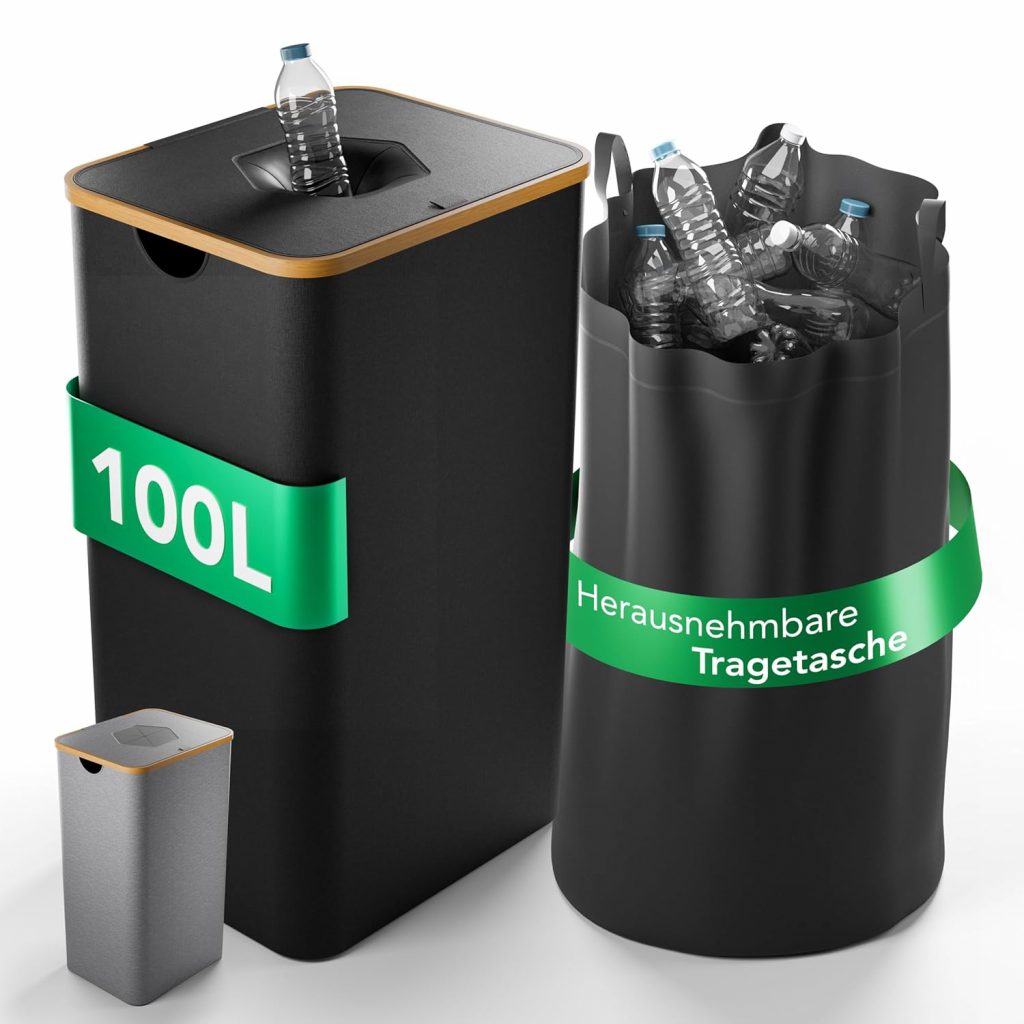 👑 Pfandflaschen Sammelbehälter 100L mit Tragetasche I Flaschensammler für 30-40 Flaschen I Leergut Sammelbehälter mit Bambusdeckel & Tragetasche I Recycling Behälter für PET-Flaschen & Altglas (Schwarz)19,89€ statt 29,90€ – 34,0 🔥🚚 Verkauft und Versand durch BRAND5 GmbH61 Bewertungen: 4.6 / 5.0 ⭐️⭐️⭐️⭐️⭐️🛒 zu Amazon https://www.amazon.de/dp/B0DXHCCGYF/?th=1&tag=preisfehlerheute-21#038;psc=1&tag=preisfehlerheute-21