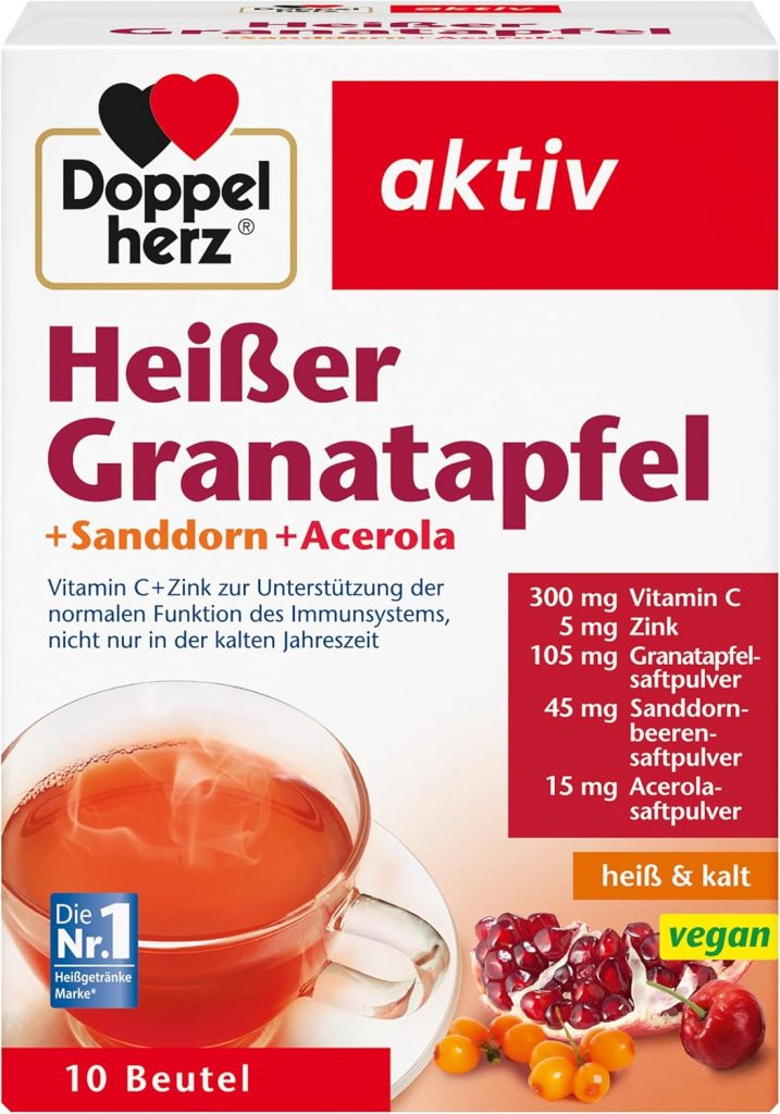 Doppelherz Heißer Granatapfel Sanddorn Acerola – Vitamin C und Zink zur Unterstützung der normalen Funktion des Immunsystems – heiß und kalt – vegan – 10 Beutel2,79€ statt 3,29€➡️ https://www.amazon.de/dp/B082VP87FD/?tag=preisfehlerheute-21