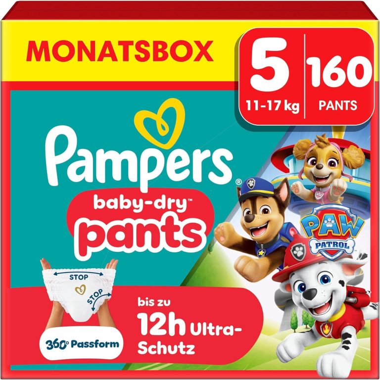 Pampers Baby-Dry Pants Paw Patrol Edition Größe 5, 160 Windeln, 11kg-17kg, 360° Passform mit Stop und Schutz System35,48€ statt 62,99€➡️ https://www.amazon.de/dp/B0BLW7L6S5/?tag=preisfehlerheute-21