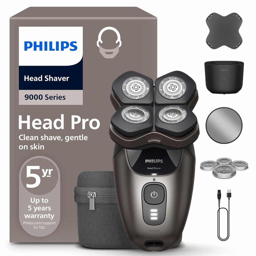 PHILIPS Head Shaver Pro Series 9000 – Glatzenrasierer für Männer und Frauen, flexibler 360grad-Scherkopf und ComfortCut-Klingen für eine gründliche Rasur, sanft zur Haut, Modell HS9980/15109,99€ statt 149,99€➡️ https://www.amazon.de/dp/B0FJS7H1KQ/?tag=preisfehlerheute-21