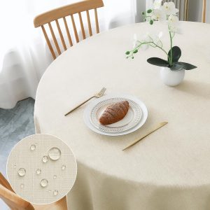 AooHome Tischdecke Rund &Phi;180cm, Beige Leinen-Optik Tischdecken Abwaschbar Tischtuch aus Polyester Wasserabweisend mit Lotuseffekt, Dauerhaft Kratzfest f&uuml;r Wohnzimmer, Esszimmer, Balkon, Garten16,99&euro; statt 19,99&euro;➡️ https://www.amazon.de/dp/B0CKQCHYWS/?tag=preisfehlerheute-21