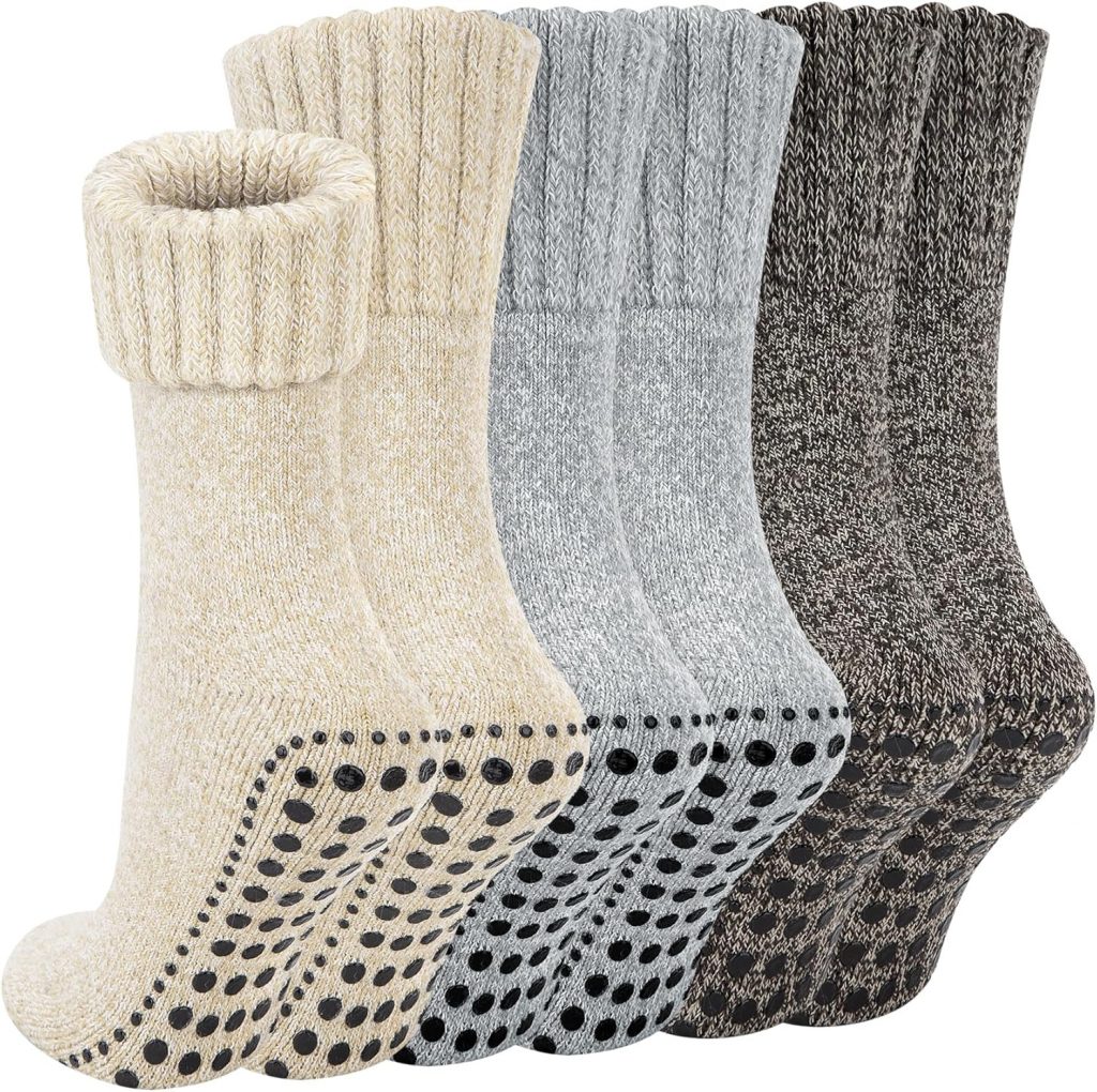Chalier Finery 3 Paare Rutschfeste Stoppersocken Damen Herren Unisex, Rutschfeste Hausschuhsocken Atmungsaktiveā¦