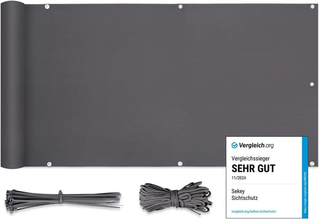 Sekey Balkon Sichtschutz Balkonabdeckung Balkonverkleidung blickdichte Wind- und UV-Schutz, 10 Privatsphäre, mit Ösen, Nylon Kabelbinder und Kordel, 120 x600cm Anthrazit17,99€ ➡️ https://www.amazon.de/dp/B07ZG9FM5S/?tag=preisfehlerheute-21