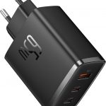 Baseus USB C Ladegerät 65W 3-Ports USB C Netzteil PD Ladegerät mit PPS, GaN Schnellladegerät kompatibel mit MacBook Pro/Air, iPad Pro, Steam Deck, iPhone 16-12 Serie, Galaxy S24 Ultra-S20, Pixel usw
