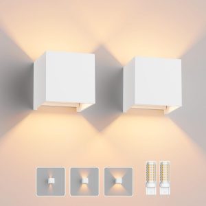 Klighten 2 Pack Wandleuchte mit Austauschbarer G9 LED Lampe Warmwei&szlig; 3000K, Aluminium LED Wandlampe Innen/Aussen Einstellbar Abstrahlwinkel aussenbeleuchtung f&uuml;r Wohnzimmer Garten, Wei&szlig;38,39&euro; statt 47,99&euro;➡️ https://www.amazon.de/dp/B09B44Z29J/?tag=preisfehlerheute-21