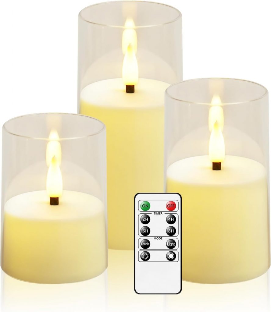 JINYANIA Upgraded Flickernde Flammenlose Kerze, LED Acryl Shell Pillar Kerze, Batteriebetriebene Kerze mit Fernbedienung und Timer, Acryl elektrische Kerzen Set von 3 (D 3 "xH 4" 5 "6")（Elfenbein）8.84€ ➡️ https://www.amazon.de/dp/B0D9Y9V6MK/?tag=preisfehlerheute-21