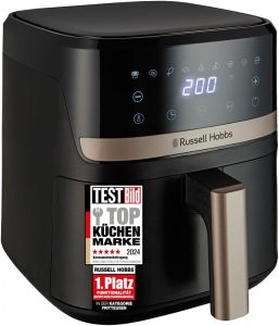 Russell Hobbs Hei&szlig;luftfritteuse L 4,3L Rapid AirFryer [sehr kleines Geh&auml;use, sehr leise, 9 Programme] SatisFry (sp&uuml;lmaschinenfest, Fritteuse ohne &Ouml;l, TouchScreen, Grillen, Backen, Braten etc) 27610-56