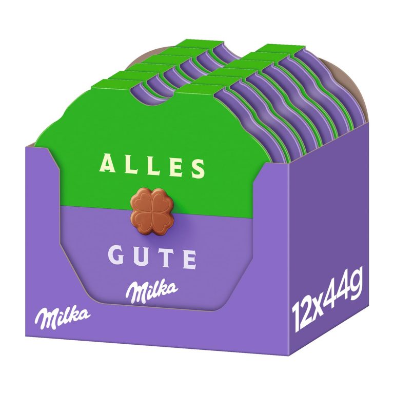 🤴 Milka Alles Gute Pralinen – Alpenmilch-Schokolade mit feiner Kakaocrème-Füllung in Kleeblattform – 12 x 44g17,32€ statt 23,88€ - 28,00 % 🔥🚚 Verkauft durch Amazon und Versand durch Amazon29 Bewertungen: 4.1 / 5.0 ⭐️⭐️⭐️⭐️🛒 zu Amazon https://www.amazon.de/dp/B07VMWMHBF/?amp%3Btag=preisfehlerheute-21&tag=preisfehlerheute-21
