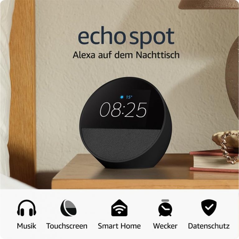 Amazon Echo Spot (neueste generation), smarter Wecker mit sattem Klang und Alexa, Schwarz54,99€ statt 94,99€➡️ https://www.amazon.de/dp/B0C2S2J7JP/?tag=preisfehlerheute-21