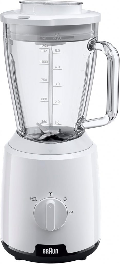 Braun PowerBlend 1 JB1050WH - Standmixer mit 1,5 l Glas-Mixaufsatz, Küchenhelfer zum Zerkleinern, Pürieren & Mixen, Ice-Crush-Funktion, 2 Geschwindigkeiten, 600 Watt, Weiß29.99€ ➡️ https://www.amazon.de/dp/B0BCK4FBKB/?tag=preisfehlerheute-21