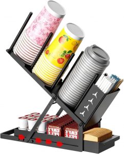 VGECEE Deckel Spender f&uuml;r Kaffeebecher Verstellbar Becher und Deckelhalter mit 4 F&auml;chern Kaffeetassen Spender Metall Schwarzer Kaffee Organizer f&uuml;r Bar Kaffeestatio Arbeitsplatte Kaffeegl&auml;ser Caf&eacute;5.99&euro; ➡️ https://www.amazon.de/dp/B0FKGNFCQJ/?tag=preisfehlerheute-21