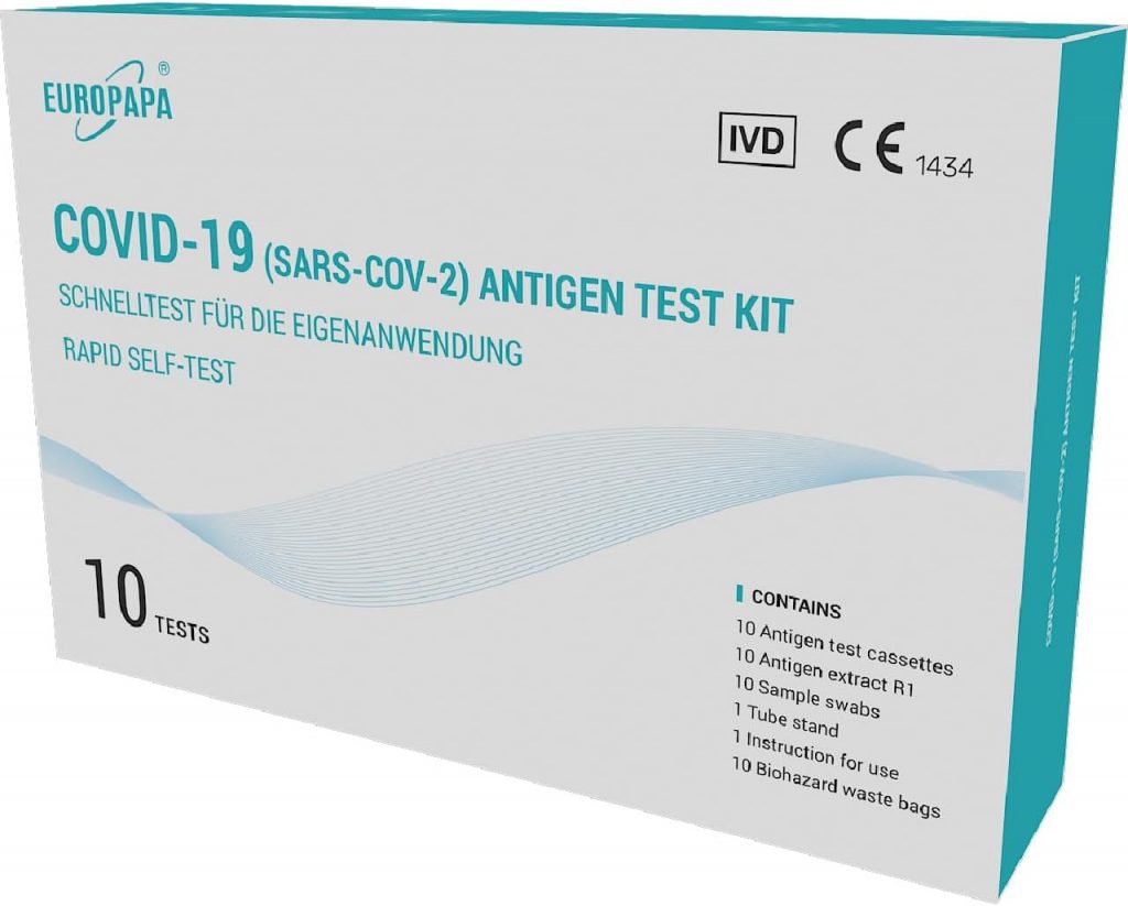 🤴 EUROPAPA® 10x Corona Laientest Selbsttest Covid-19 Antigentest auf SARS-CoV-2 Schnelltest zur Eigenanwendung Testkassete Probentupfer Antigenextrakt einzelverpackt7,21€ statt 9,00€ – 2 🔥🚚 Verkauft von EUROPAPA und Versand durch Amazon14,109 Bewertungen: 4.5 / 5.0 ⭐️⭐️⭐️⭐️⭐️🛒 zu Amazon https://www.amazon.de/dp/B09SJ7L7M4/?tag=preisfehlerheute-21