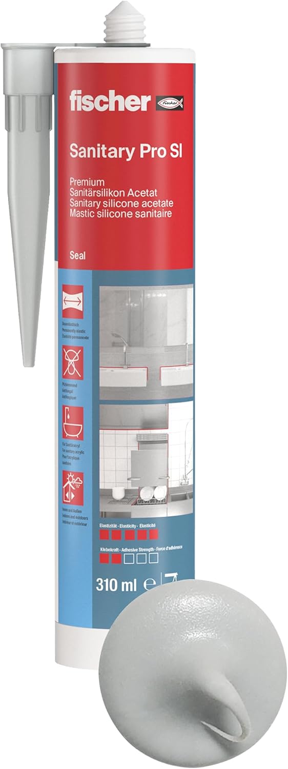 fischer Premium-Sanitärsilikon, Silikon zum Abdichten & Verfugen im Sanitär- und Küchenbereich, Kartusche für zahlreiche Anwendungen und Baustoffe, Langzeitschutz vor Schimmel, 310 ml, fugengrau6,64€ statt 13,39€➡️ https://www.amazon.de/dp/B0070MCGAI/?tag=preisfehlerheute-21