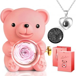 Ewige Rose Teddyb&auml;r Geschenkbox mit I Love You Halskette, Konservierte Rose Blumen &uuml;berraschungsbox Rosen Teddyb&auml;r Geschenke f&uuml;r Frauen Freundin Mutter Frau Jahrestag,Geburtstag,Valentinstag,Muttertag9.99&euro; ➡️ https://www.amazon.de/dp/B0DQDF7WL7/?tag=preisfehlerheute-21