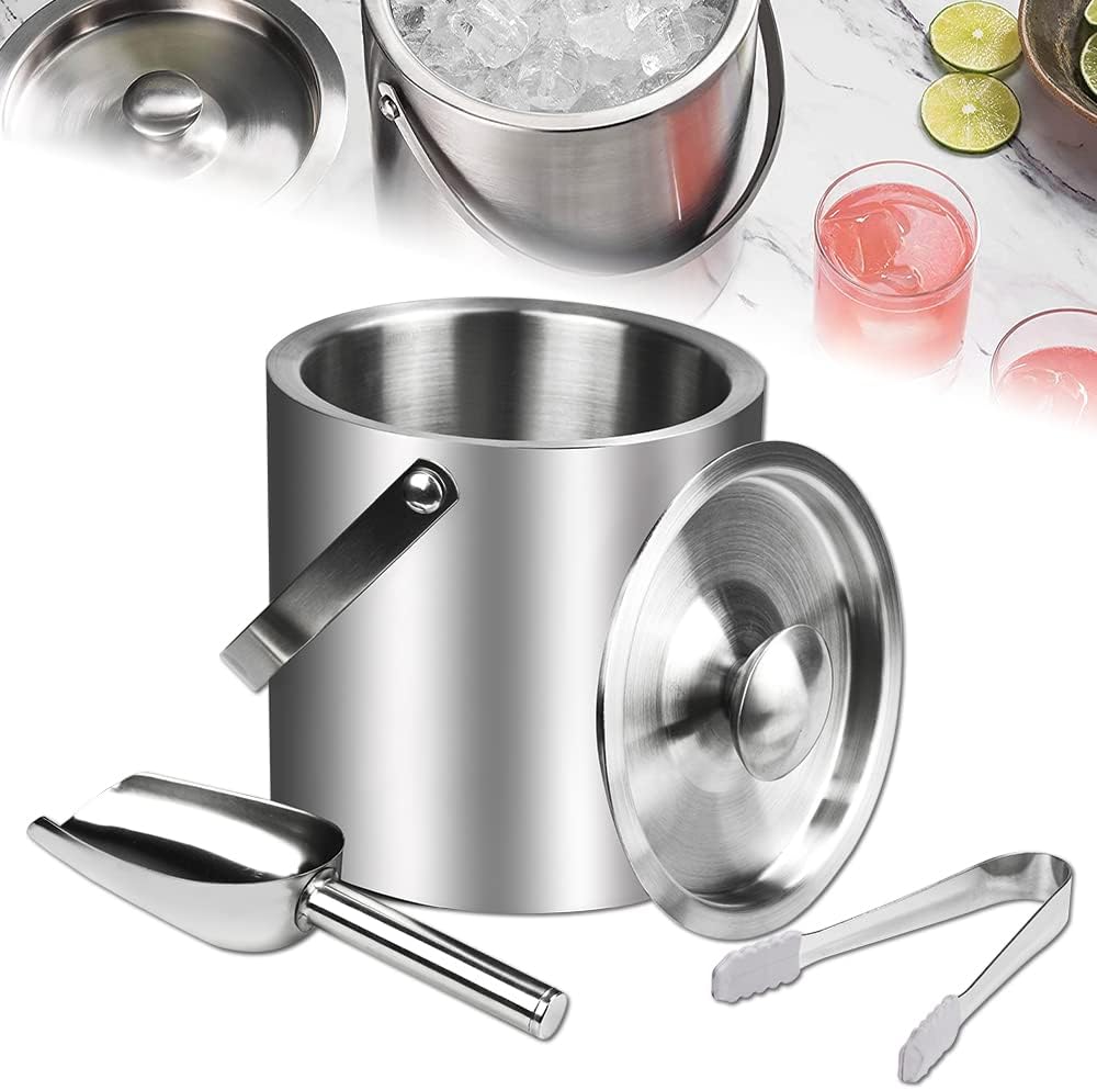 SCHYIDA Eiswürfelbehälter 2L, Eiswürfel Behältnis mit Deckel Eisbehälter Edelstahl 15.5cm * 15.2cm Eiskübel Metall Eiseimer mit Zange und Eisschaufel Eiskühler Weinkühler Sektkühler für Party, BBQ3.99€ ➡️ https://www.amazon.de/dp/B0BZCVPRRZ/?tag=preisfehlerheute-21