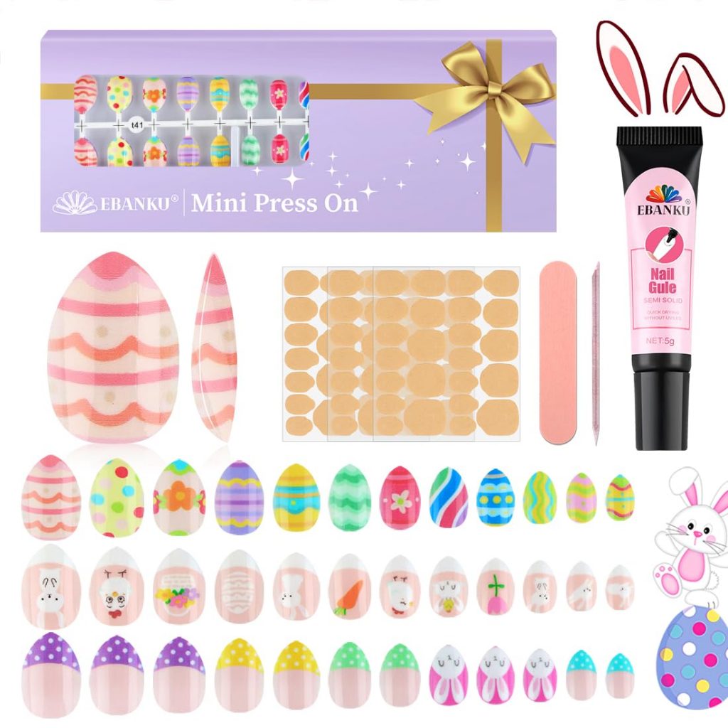 EBANKU 72-teiliges Ostern-Press-On-Nagelset für Kinder, 3er-Pack mit Kaninchen-Design, Kinder-Kunstnagelset mit kurz geschnittenen Kunstnägeln mit voller Abdeckung, inklusive Nagelkleber2.99€ statt 12.99€➡️ https://www.amazon.de/dp/B0GFDTD5GR/?tag=preisfehlerheute-21