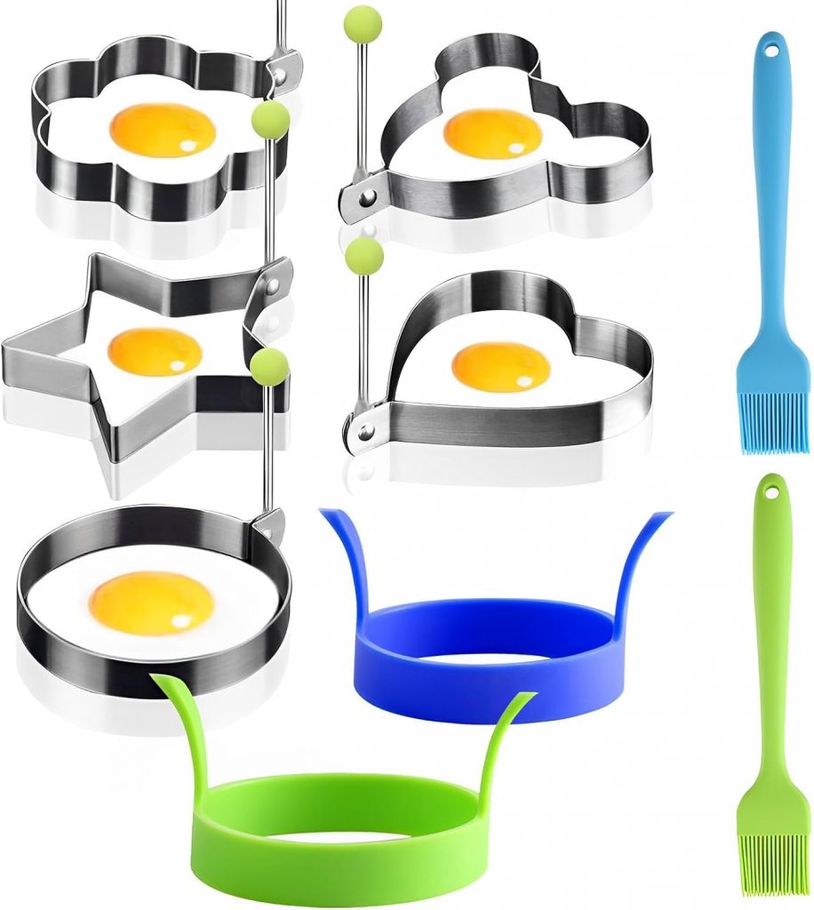 VINEST 7 Stück Spiegeleiform, 5 Edelstahl Spiegeleierformen für Die Pfanne, 2 Silikon Eierformer, Pancake Form mit Klappgriffen, Doppelohr Pochierte Eier Form mit 2 Ölpinsel für Pfannkuchen Omeletts1.99€ statt 7.99€➡️ https://www.amazon.de/dp/B0D66TBCS9/?tag=preisfehlerheute-21