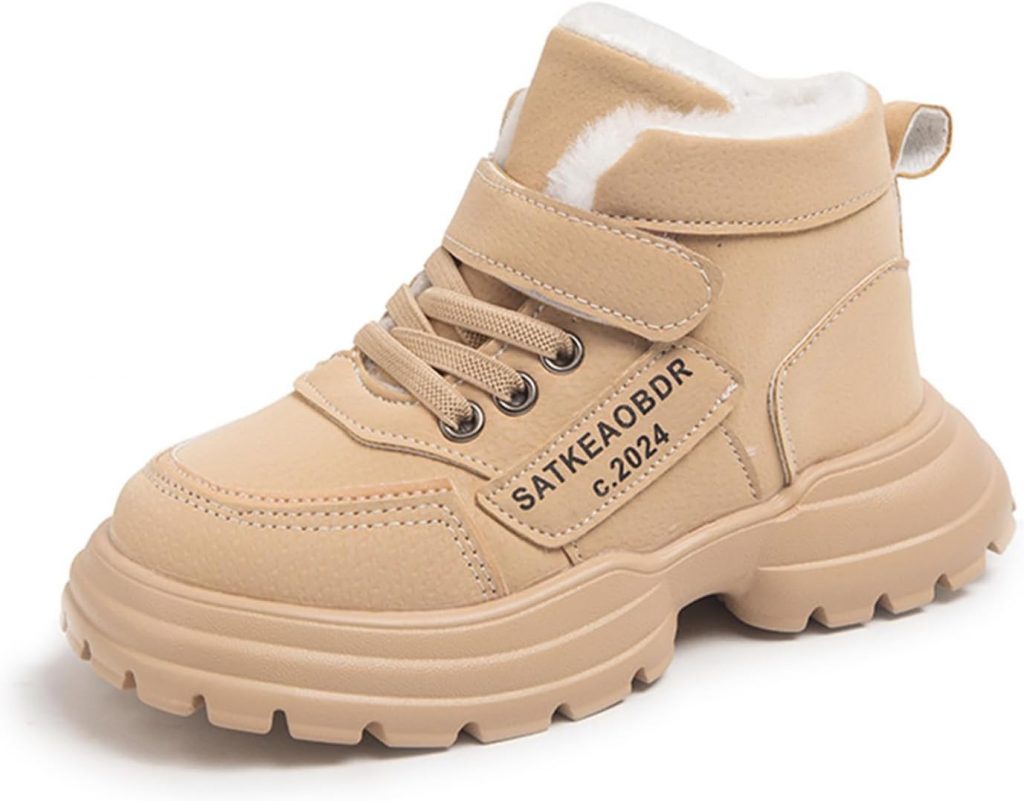 Fudaolee Kinder Winterschuhe Warm Gefüttert Winterstiefel Mädchen Jungen Schneestiefel Outdoor Trekkingschuhe Rutschfeste Wanderstiefel Winterboots Khaki 36 EU = Etikett