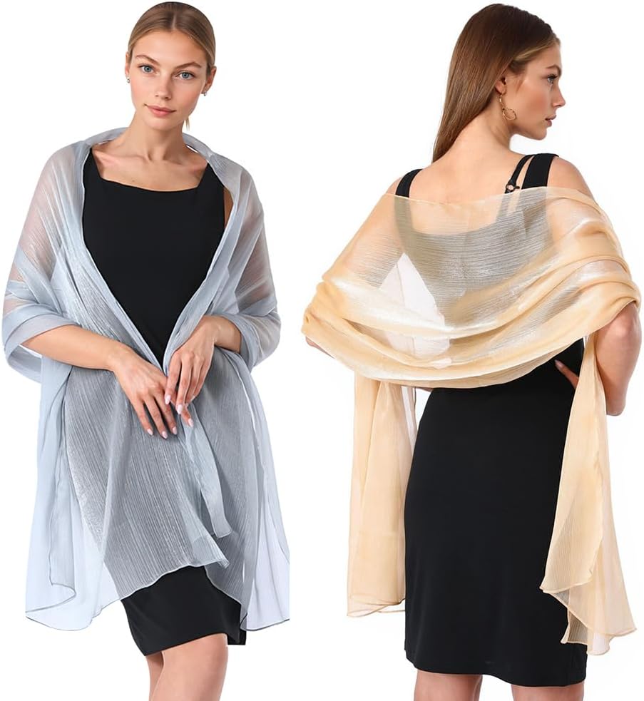 VGECEE 2 Stück Stola Damen Chiffon Schal für Abendkleid Sheer Chiffon Shawl Stola für Abendkleider Damen Halstuch Elegant für Abendkleider Brautkleider Hochzeit(200 X 68 cm)3.99€ ➡️ https://www.amazon.de/dp/B0FKBRKZXM/?tag=preisfehlerheute-21