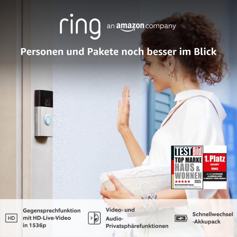 👑 Ring Akku-Videotürklingel Plus (Battery Doorbell Plus) | Videotürklingel mit 1536p HD-Kopf-bis-Fuß-Aufnahme, Selbstinstallation (5 Minuten) | Schnellwechsel-Akkupack I Privatsphäre-Einstellungen79,98€ statt 149,99€ - 47,00 % 🔥🚚 Verkauft durch Amazon und Versand durch Amazon1,102 Bewertungen: 4.3 / 5.0 ⭐️⭐️⭐️⭐️🛒 zu Amazon https://www.amazon.de/dp/B09WZBVWL9/?amp%3Btag=preisfehlerheute-21&tag=preisfehlerheute-21