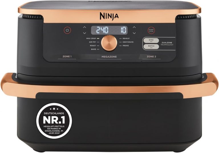 Ninja Foodi FlexDrawer Dual Zone Heißluftfritteuse, Airfryer mit 10,4-Fach und herausnehmbarem Trenner, Antihaftbeschichtung, spülmaschinenfester Korb, 7-in-1, Schwarz & Kupfer, AF500EUCP169.99€ statt 279.99€➡️ https://www.amazon.de/dp/B0CJVNGMFL/?tag=preisfehlerheute-21