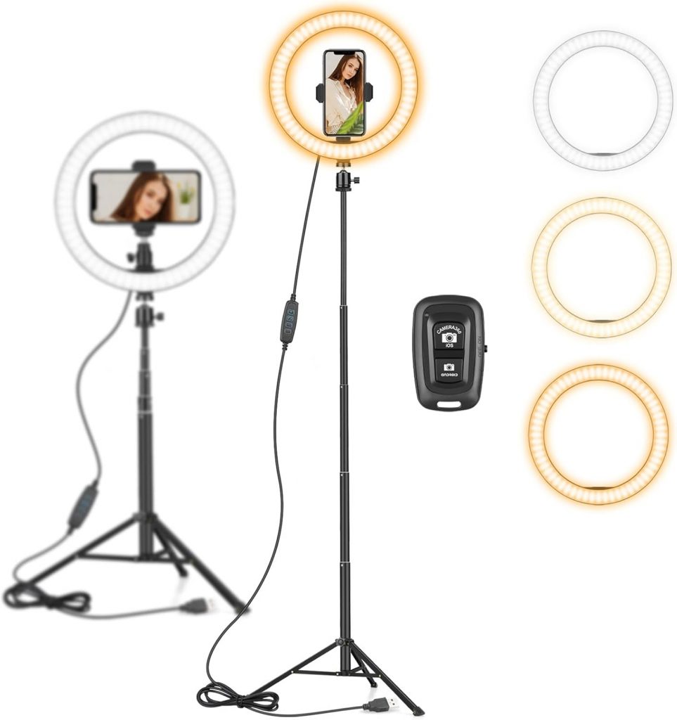 10 Zoll LED Ringlicht mit 59 Zoll Stativständer & Handyhalter, Dimmbare Tischringlicht Handystativhalter mit Ringleuchte für YouTube, Videoaufnahmen, Selfie, Live-Stream, Makeup Fotografie23,98€ statt 29,99€➡️ https://www.amazon.de/dp/B088635TJM/?tag=preisfehlerheute-21