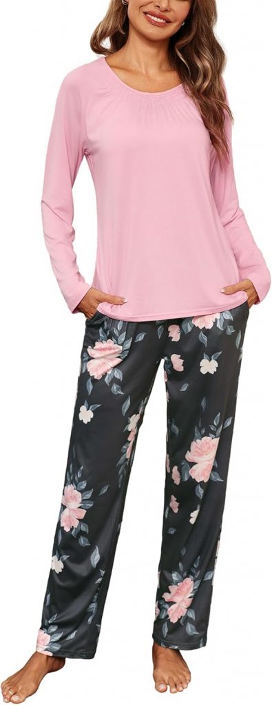 Uniexcosm Schlafanzug Damen Lang Zweiteiler Herbst Winter Pyjama Set Baumwolle Rundhals Oberteil und Pyjamahose Loungewear für Frauen B:Rosa-1 L9.99€ ➡️ https://www.amazon.de/dp/B0FWKL8D5T/?tag=preisfehlerheute-21