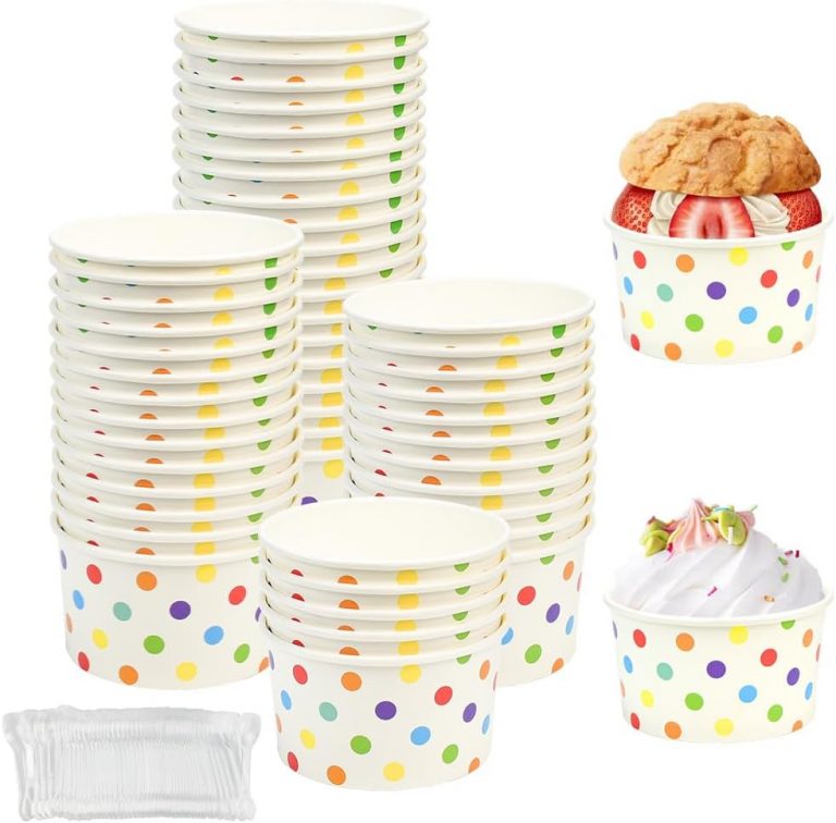 Kleemeiero 50 Stück Eisbecher aus Papier Mit 50 Stück Löffel 8oz/240ml Einweg-Kuchenbecher Eisschalen Pappe Pappschalen Dessertbechers für EIS, Dessert, Fingerfood, Joghurt2.99€ ➡️ https://www.amazon.de/dp/B0CLDHZFZV/?tag=preisfehlerheute-21