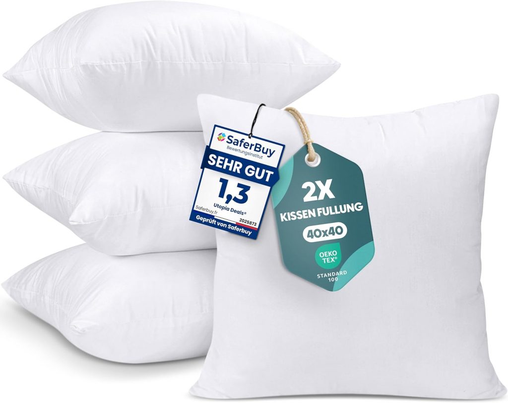 🤴 Utopia Bedding 4er Set Kissenfüllung 40 x 40 cm, Innenkissen Füllkissen Kopfkissen Sofakissen (Weiß)18,50€ statt 28,99€ – 37,0 🔥🚚 Verkauft von Utopia Deals Europe und Versand durch Amazon141,615 Bewertungen: 4.6 / 5.0 ⭐️⭐️⭐️⭐️⭐️🛒 zu Amazon https://www.amazon.de/dp/B085DRST36/?th=1&tag=preisfehlerheute-21#038;psc=1&tag=preisfehlerheute-21