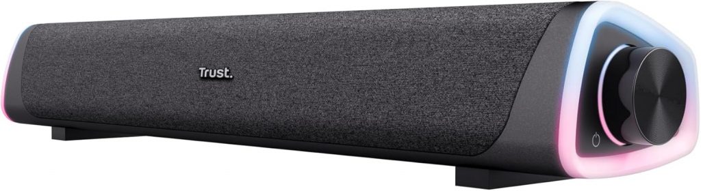 Trust Liro Soundbar PC Lautsprecher 12W, Stereo Computer Boxen mit RGB LED Beleuchtung, Klinke 3,5 mm AUX, USB Betrieb Sound Bar für PC Laptop Desktop Tablet Smartphone TV, Schwarz17,99€ statt 27,99€➡️ https://www.amazon.de/dp/B0DDY4LY35/?tag=preisfehlerheute-21