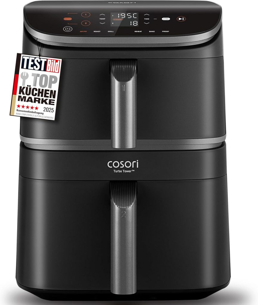 COSORI Airfryer, Heißluftfritteuse 2 Kammern, 10,8 L Heissluftfritteuse…