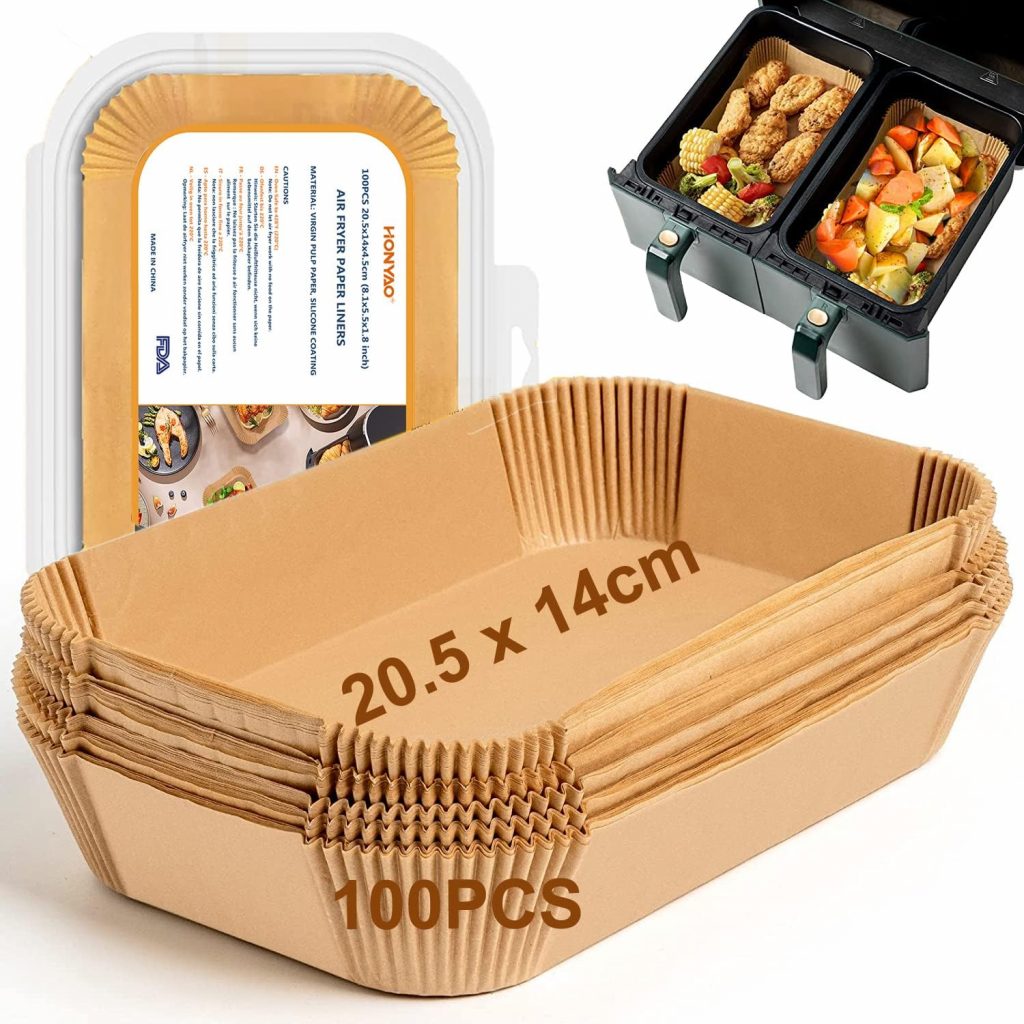 Backpapier für Heißluftfritteuse mit Doppelkammer, HONYAO 100 Stück 20,5x14cm Rechteckig Airfryer Papier Liners kompatibel mit Ninja Dual/Double Stack, und Anderen Dual Zone Air Fryer3.39€ statt 12.99€➡️ https://www.amazon.de/dp/B0C2PZQ1JT/?tag=preisfehlerheute-21
