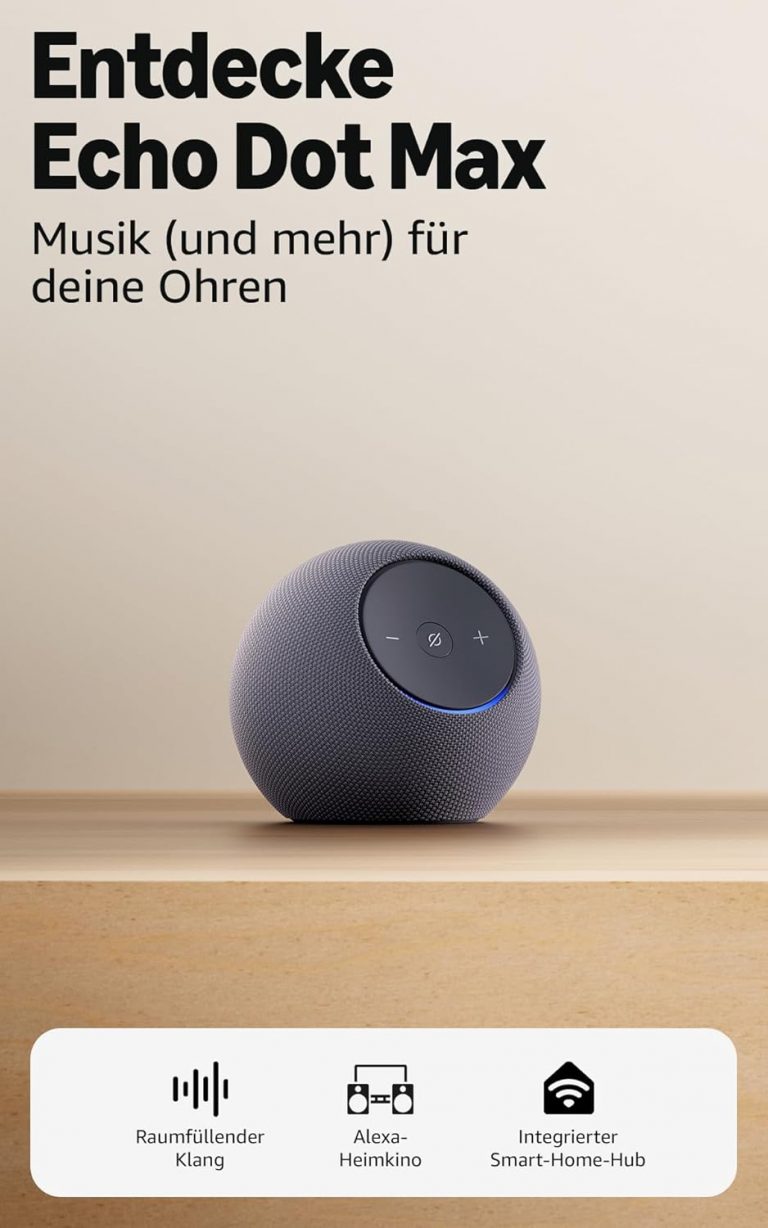 Amazon Echo Dot Max (neueste Generation), Alexa-Lautsprecher mit raumfüllendem Klang und integriertem Smart-Home-Hub, Graphit🔥 ➡️ https://www.amazon.de/dp/B0DKLFHZDH/?tag=preisfehlerheute-21