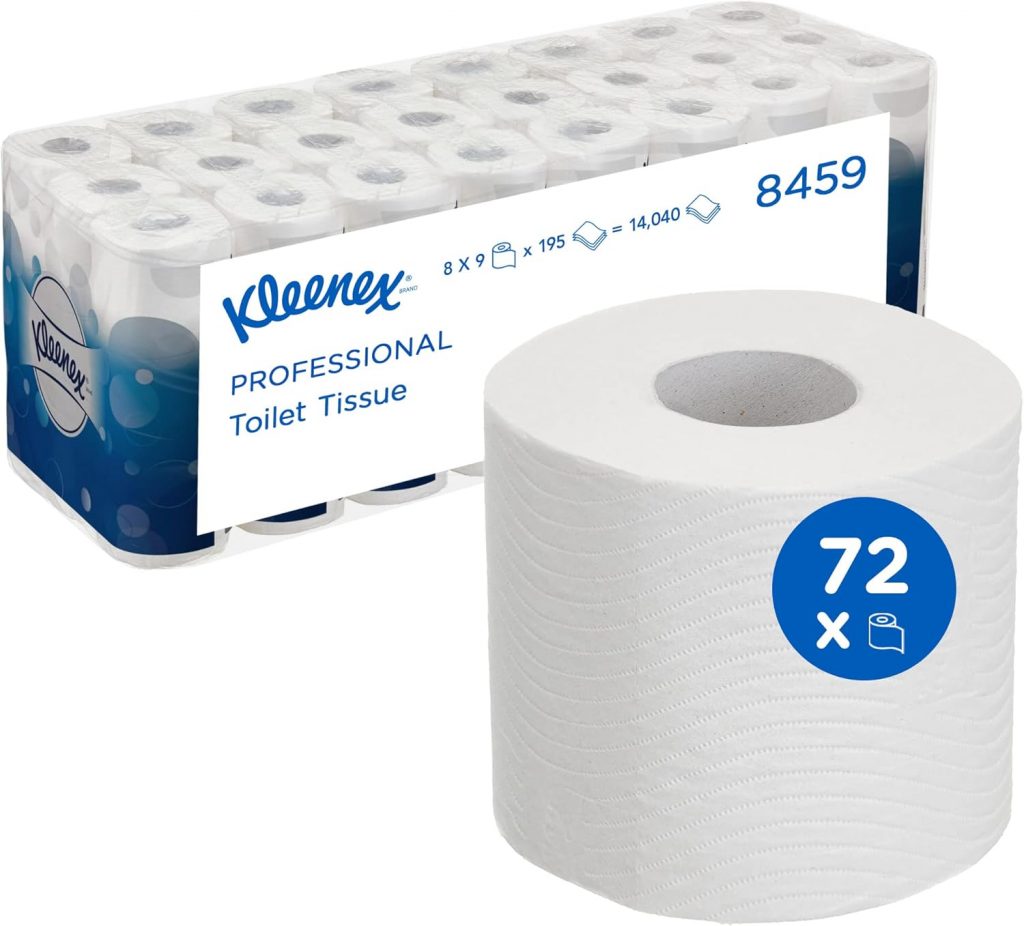 Kleenex Toilettenpapier 8459, 3-lagiges weißes WC-Papier für hygienische Nutzung, 8 Packungen x 9 Rollen von Klopapier (insg. 72 Rollen/14.040 Blätter)98,89€ statt 116,43€➡️ https://www.amazon.de/dp/B0BKQXYW11/?tag=preisfehlerheute-21