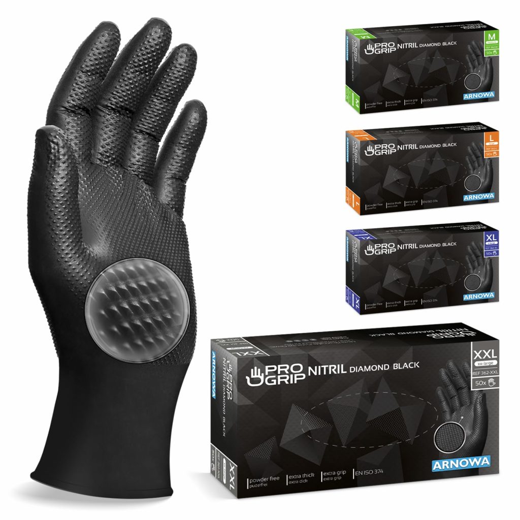 PROGRIP Einweghandschuhe Diamant Grip, Schwarz, Einmalhandschuhe Extra Stark, Nitrilhandschuhe Gr. XXL, 2x dicker, Handschuhe Einweg, Arbeitshandschuhe für Werkstatt & Montage, 50 Stk/Box6,79€ statt 9,99€➡️ https://www.amazon.de/dp/B0C77WJTH5/?tag=preisfehlerheute-21