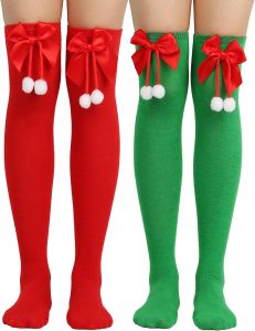 THXFUNAREA 2 Paar Weihnachten Overknees Str&uuml;mpfe christmas red knee-high socks rote und gr&uuml;ne weihnachtsstr&uuml;mpfe Damen Gestreifte Kniestr&uuml;mpfe f&uuml;r Weihnachten Cosplay2,99&euro; ➡️ https://www.amazon.de/dp/B0FN88P7VG/?tag=preisfehlerheute-21