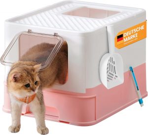 Feandrea Katzenklo, Katzentoilette, mit Deckel, ausziehbares Tablett, Schaufel, B&uuml;rste, f&uuml;r Katzen bis 15 kg, weniger Spuren, auslaufsicherer Boden, wei&szlig;-pastellrosa PPT001P0131,93&euro; statt 44,99&euro;➡️ https://www.amazon.de/dp/B0C6X5X9RY/?tag=preisfehlerheute-21