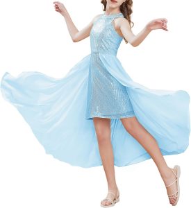 Lady Neckholder &Auml;rmellos Chiffon-Kleid Partykleider mit Gl&auml;nzendem Pailletten Fashion Hochzeit Kinderkleidung Hellblau 12-14 Jahre9.99&euro; statt 34.99&euro;➡️ https://www.amazon.de/dp/B0CSMFS49R/?tag=preisfehlerheute-21
