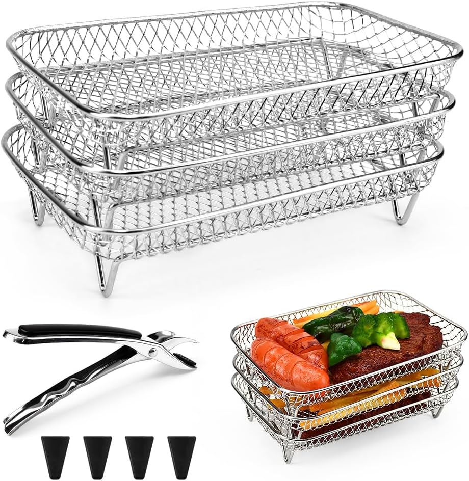LPAMABA 3 Stück 304 Edelstahl Air Fryer Racks Korb Stapelbar Luftfritteuse Racks Heißluftfritteuse Racks Luftfritteuse Korb Air Fryer Tray Grillrost Rack Air Fryer Heißluftfritteuse Zubehör4.59€ ➡️ https://www.amazon.de/dp/B0D7HGFH5M/?tag=preisfehlerheute-21