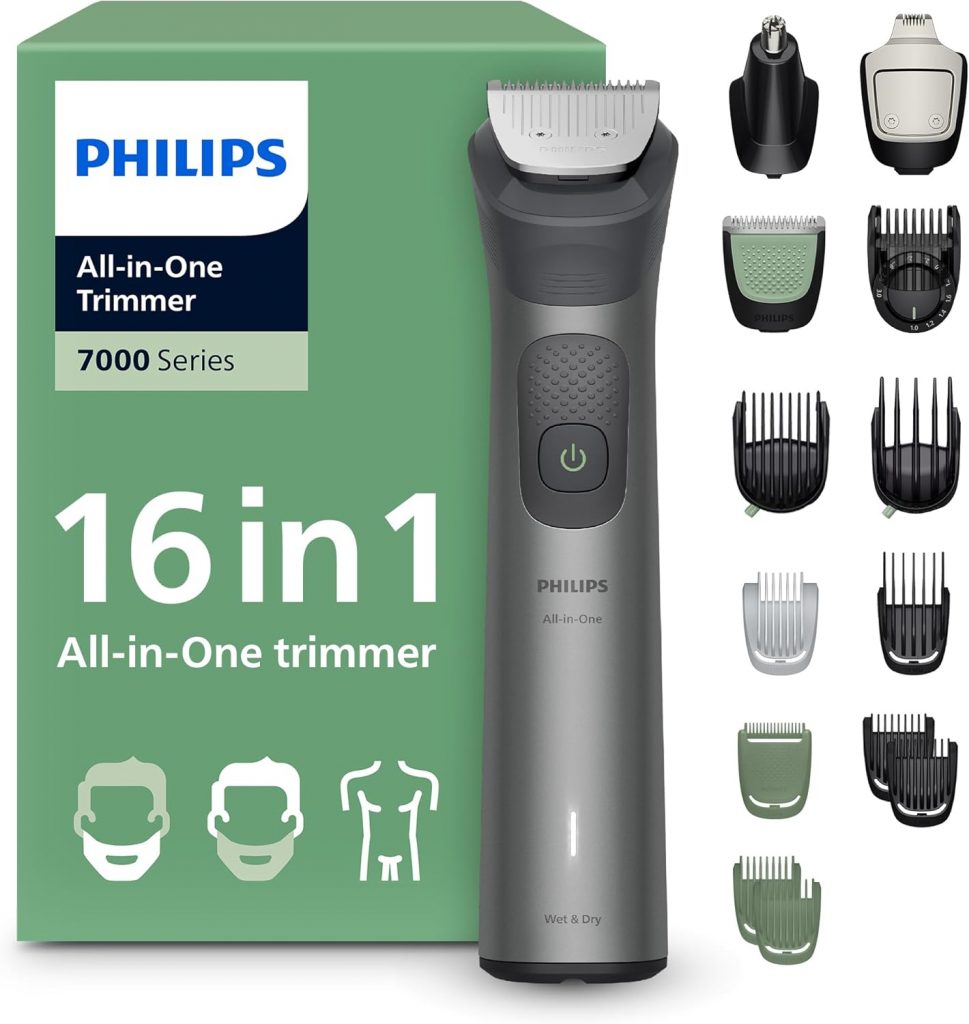 PHILIPS Multigroom Series 7000 All-in-One 16-teiliger Barttrimmer und Haarschneider für Gesicht, Kopf und Körper, selbstschärfende Metallklingen, 21 Längeneinstellungen (0,5-16 mm), Modell MG7931/1546.21€ statt 58.82€🏷️ Coupon anwenden➡️ https://www.amazon.de/dp/B0FPM96L6G/?tag=preisfehlerheute-21